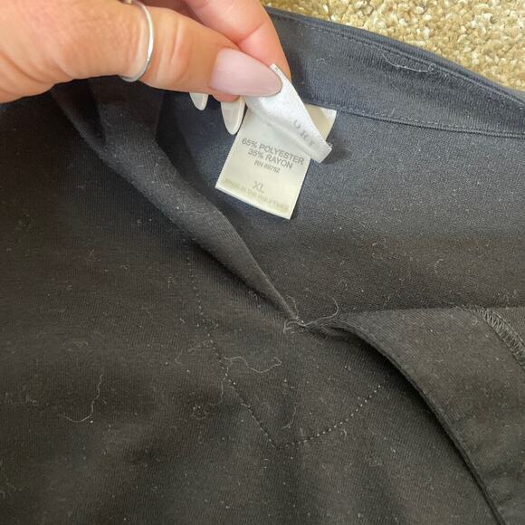 Natori top blouse T-shirt boxy black V-neck short sleeve SZ XL basic layering - Picture 6 of 9